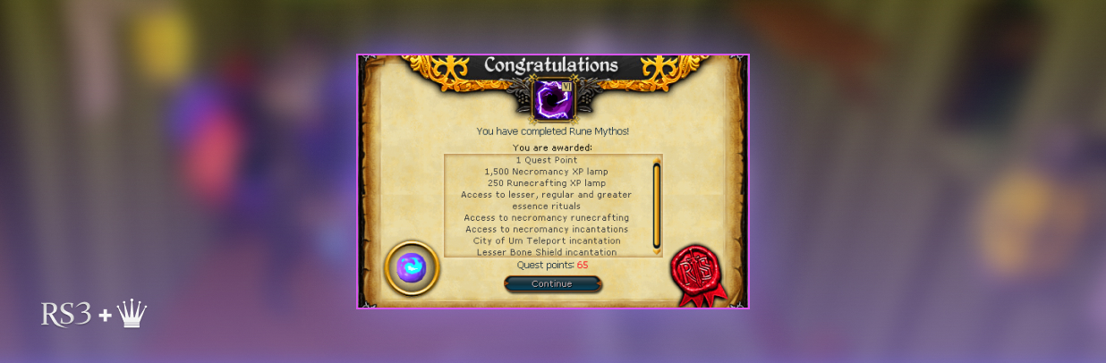 rune mythos completion rewards, rs3 rune mythos quest guide