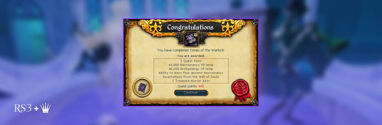 completion certificate, rs3 tomes of the warlock