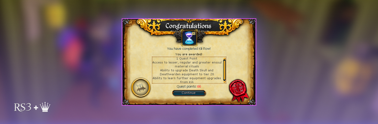 rs3 kili row completion certificate, rs3 kili row quest