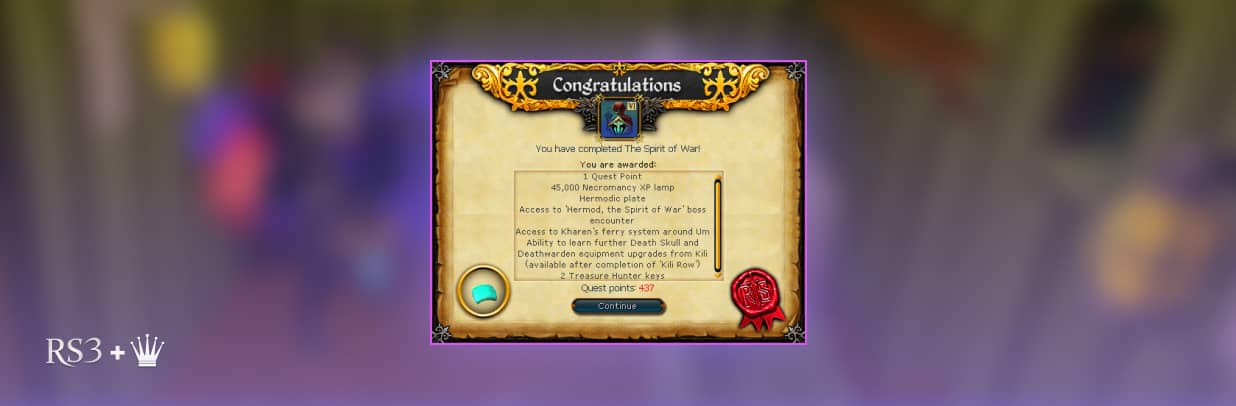 rs3 spirit of war completion, rs3 spirit of war quest guide