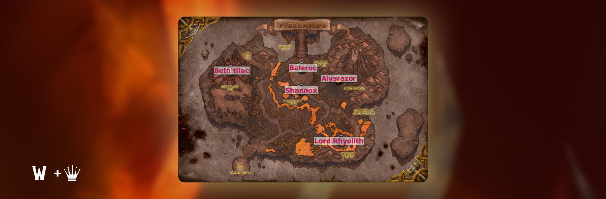 firelands raid wow, boss map