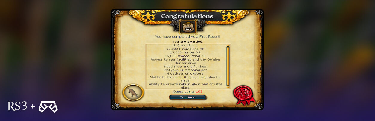 as a first resort rs3, rewards